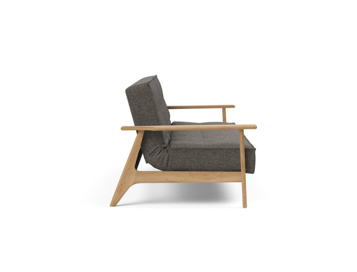 The Decorators: Canapea extensibila Splitback Frej Oak Flashtex Dark Grey 115x210cm