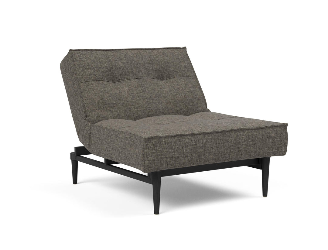 The Decorators: Fotoliu recliner Splitback Styletto Black Wood Flashtex Dark Grey 115x90cm