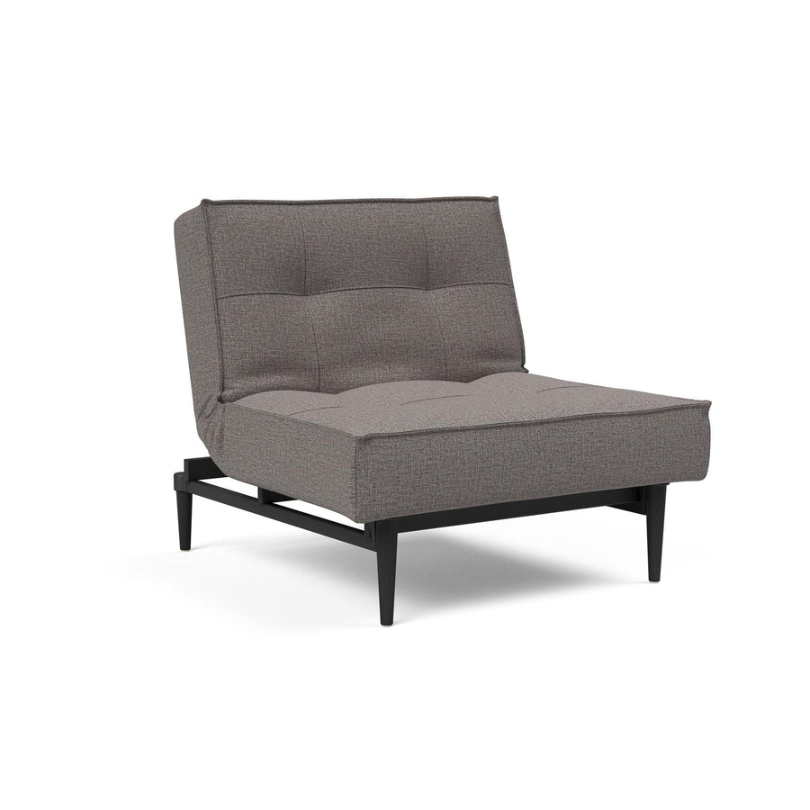 The Decorators: Fotoliu recliner Splitback Styletto Black Wood Mixed Dance Grey 115x90cm