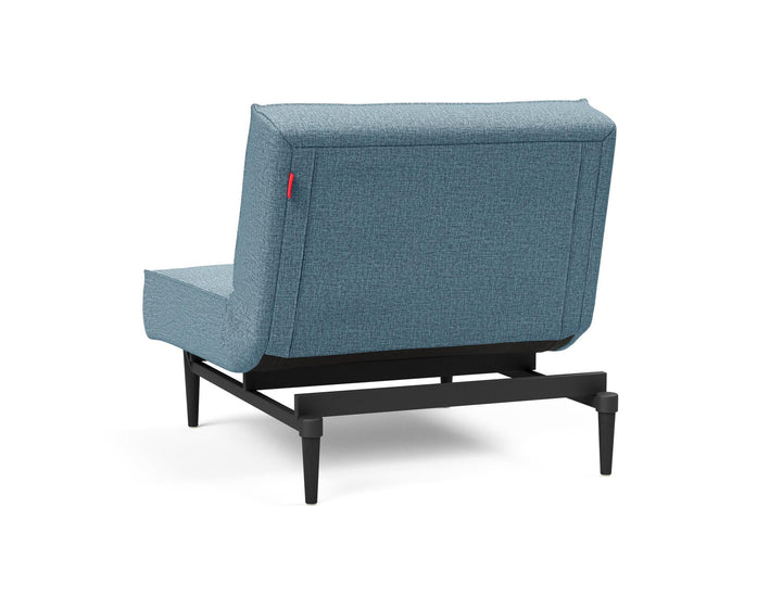 The Decorators: Fotoliu recliner Splitback Styletto Black Wood Mixed Dance Light Blue  115x90cm