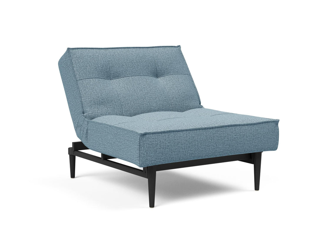 The Decorators: Fotoliu recliner Splitback Styletto Black Wood Mixed Dance Light Blue  115x90cm