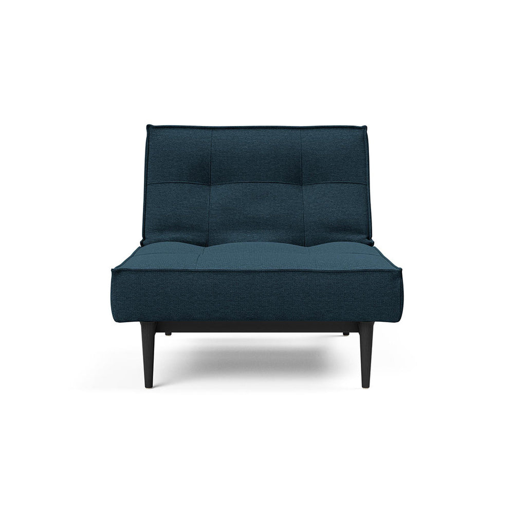 The Decorators: Fotoliu recliner Splitback Styletto Black Wood Argus Navy Blue 115x90cm