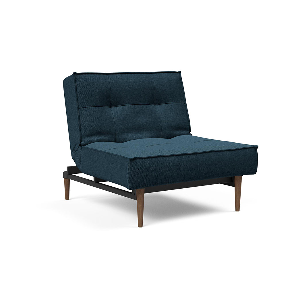 The Decorators: Fotoliu recliner Splitback Styletto Dark Wood Argus Navy Blue 115x90cm