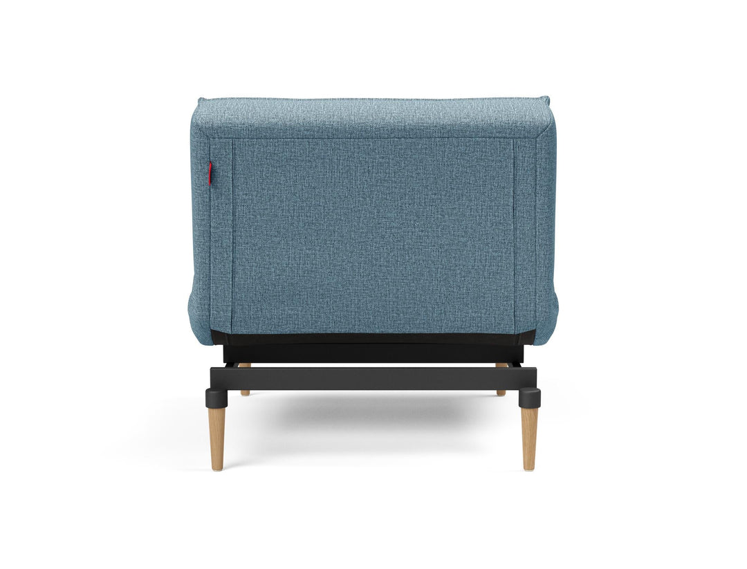 The Decorators: Fotoliu recliner Splitback Styletto Light Wood Mixed Dance Light Blue 115x90cm