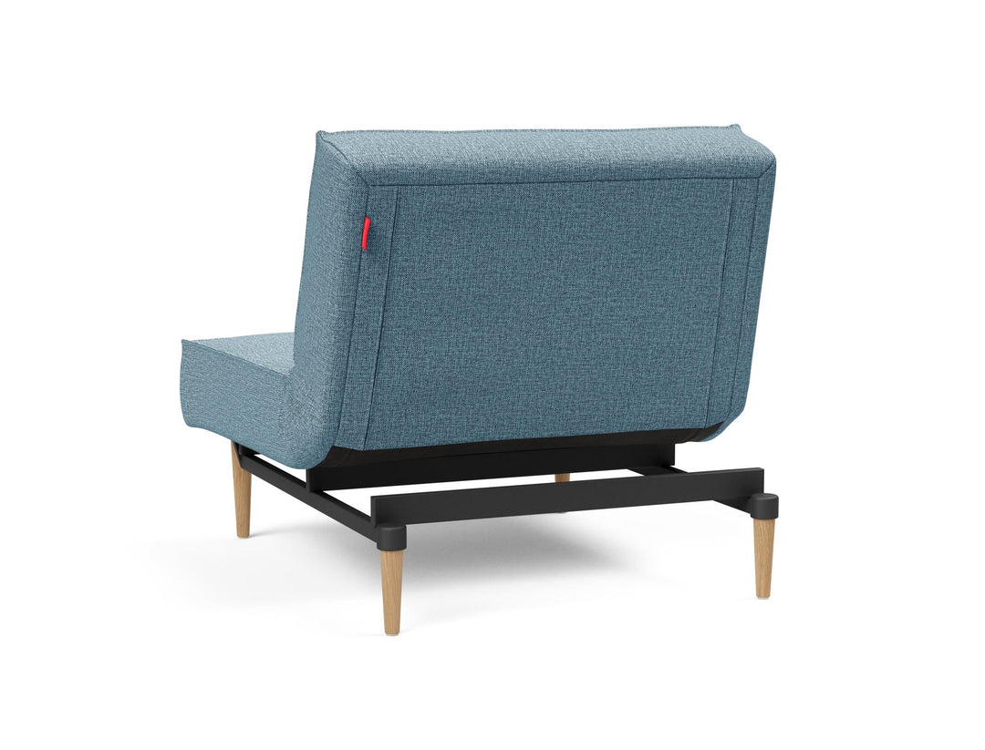The Decorators: Fotoliu recliner Splitback Styletto Light Wood Mixed Dance Light Blue 115x90cm