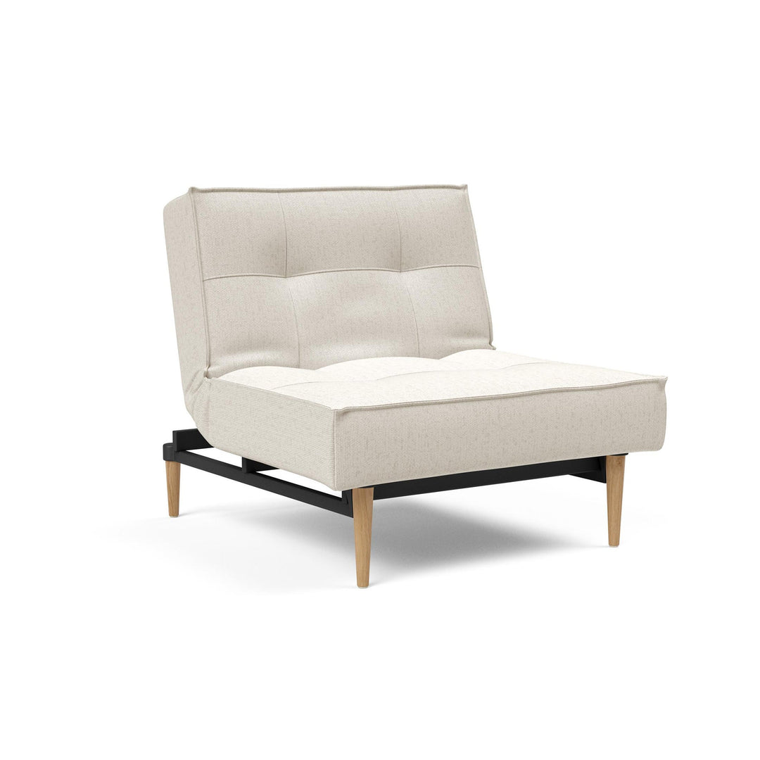 The Decorators: Fotoliu recliner Splitback Styletto Light Wood Boucle Off White 115x90cm