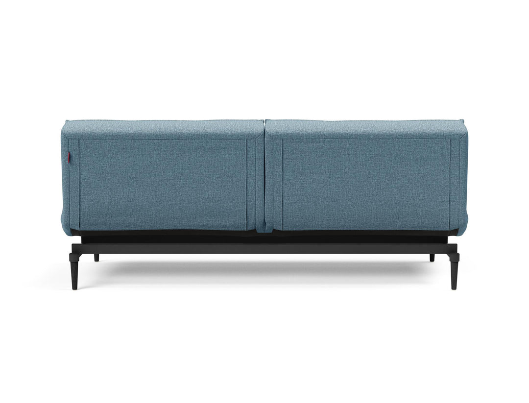 The Decorators: Canapea extensibila Splitback Styletto Black Wood Mixed Dance Light Blue 115x210cm
