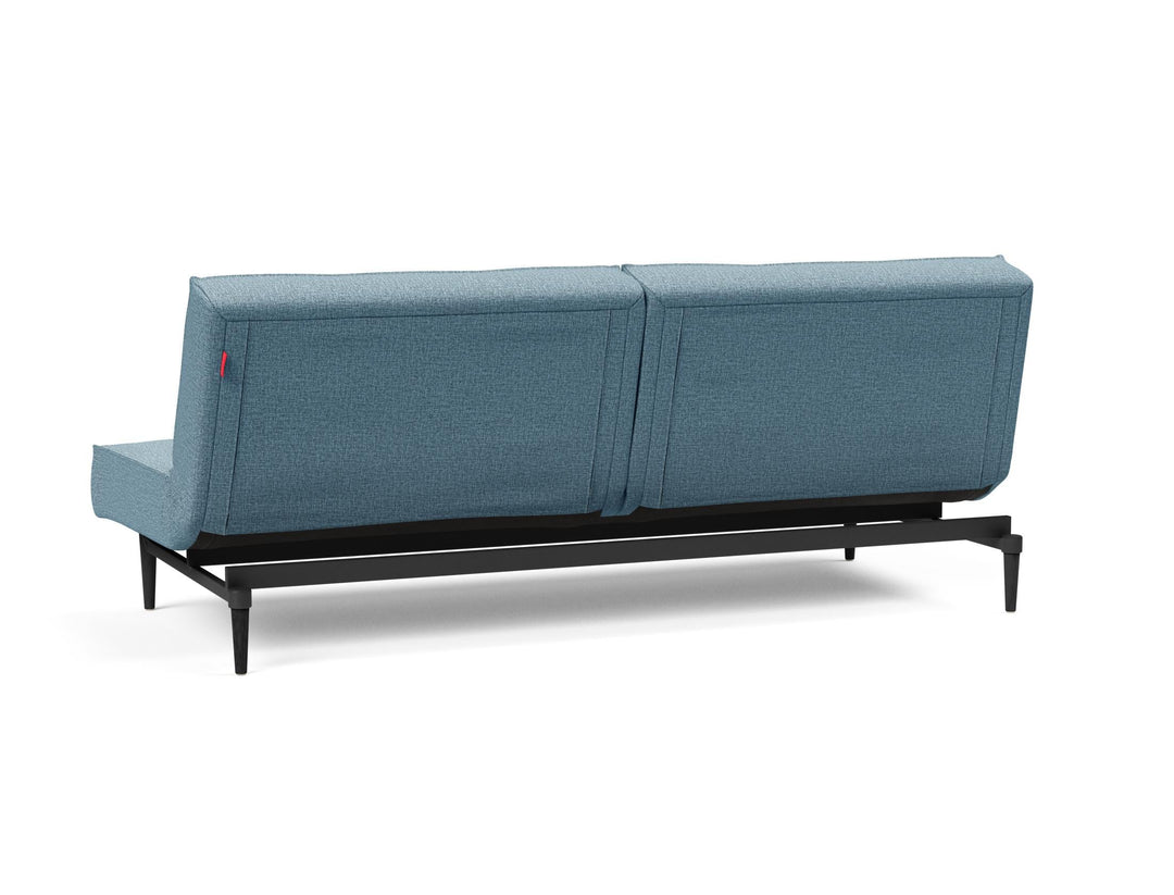 The Decorators: Canapea extensibila Splitback Styletto Black Wood Mixed Dance Light Blue 115x210cm