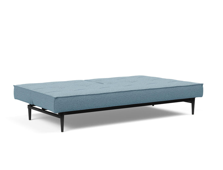 The Decorators: Canapea extensibila Splitback Styletto Black Wood Mixed Dance Light Blue 115x210cm