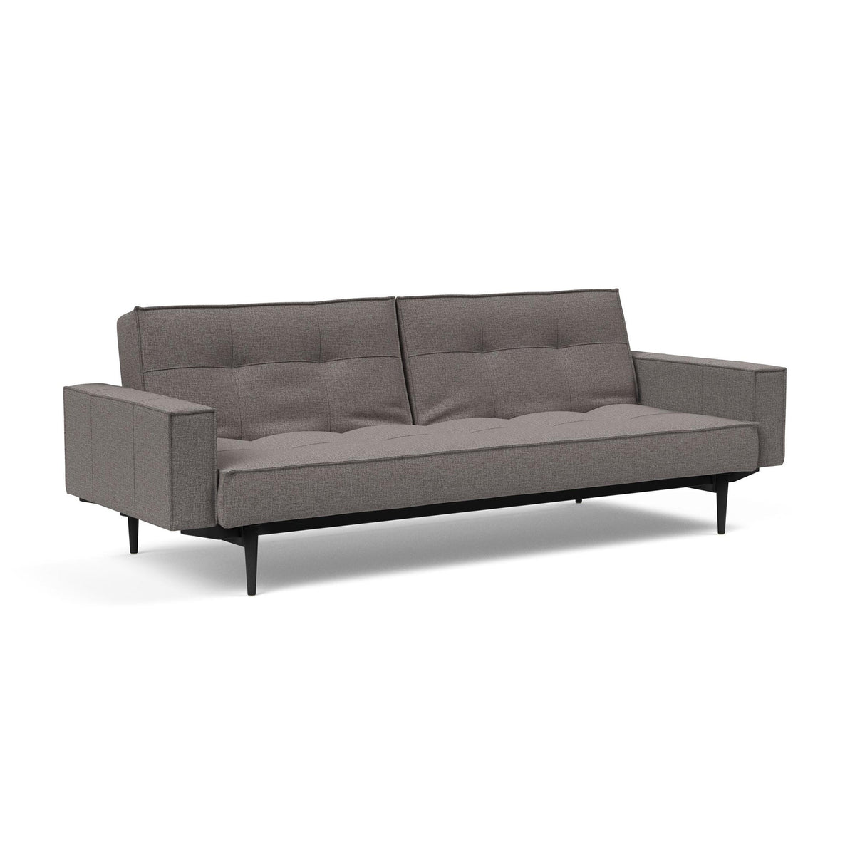 Canapea extensibila cu brate Splitback Styletto Black Wood Mixed Dance Grey 115x210cm