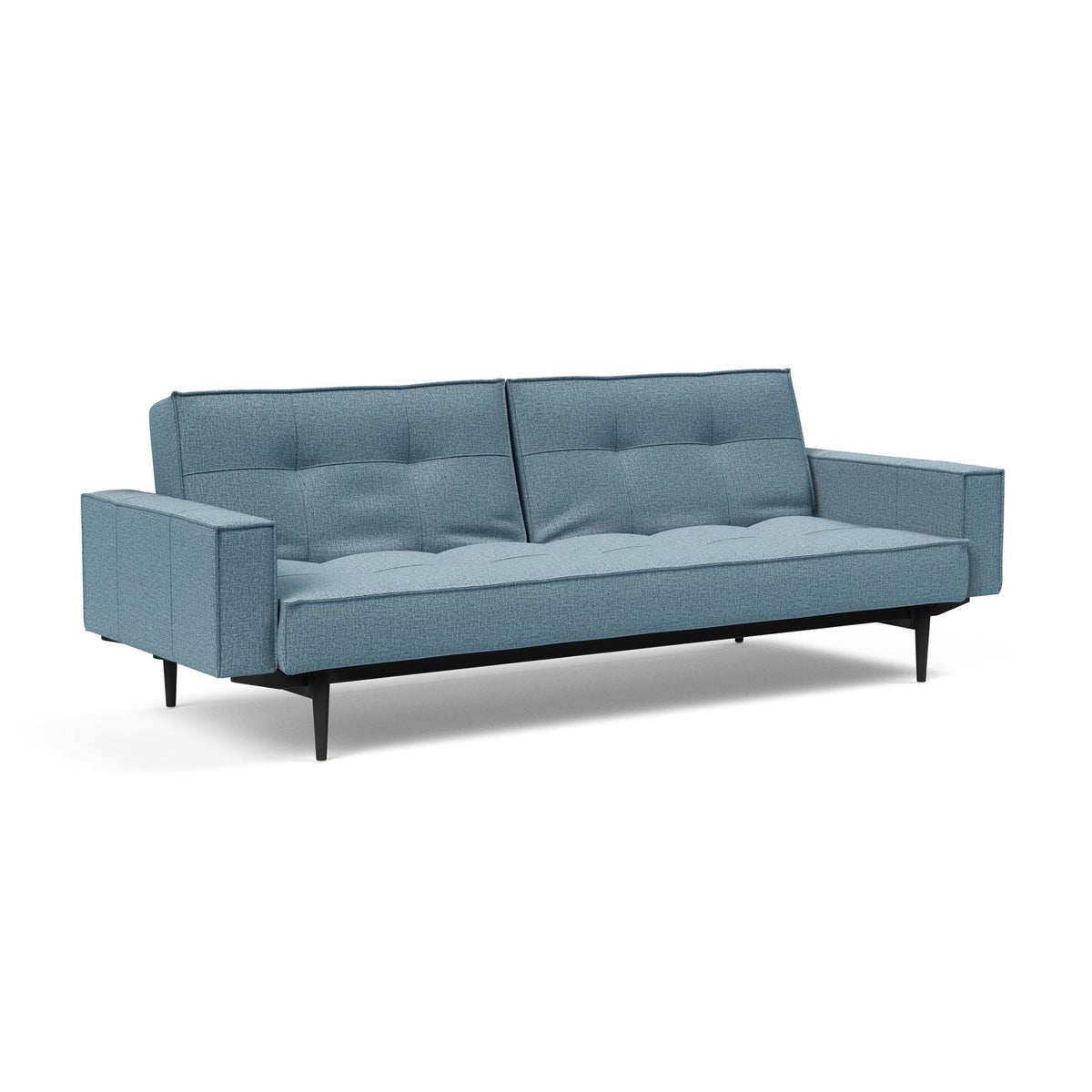 Canapea extensibila cu brate Splitback Styletto Black Wood Mixed Dance Light Blue 115x210cm