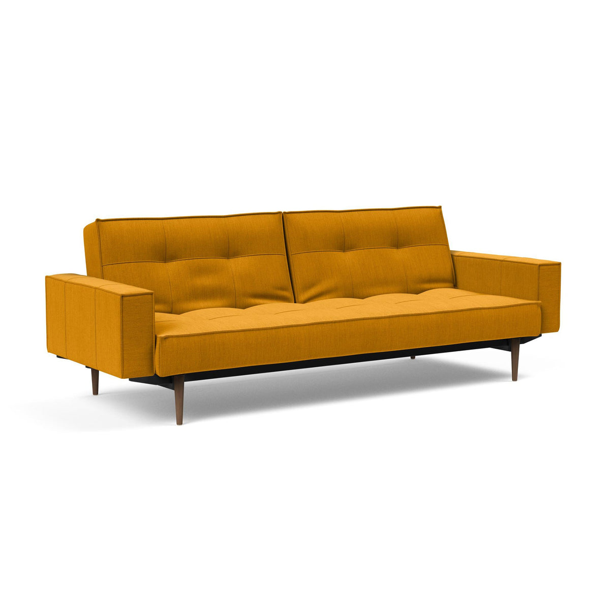 Canapea extensibila cu brate Splitback Styletto Dark Wood Elegance Burned Curry 115x210cm