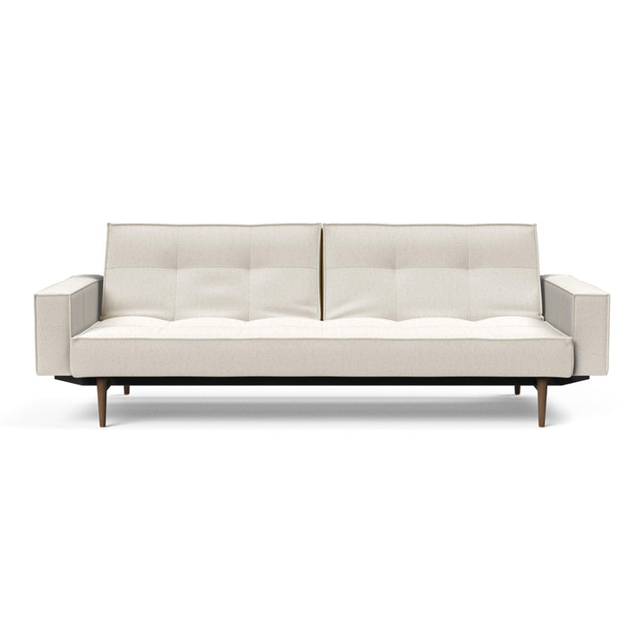 The Decorators: Canapea extensibila cu brate Splitback Styletto Dark Wood Boucle Off White 115x210cm