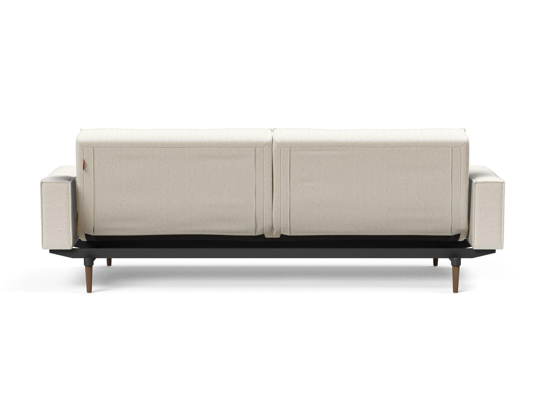 The Decorators: Canapea extensibila cu brate Splitback Styletto Dark Wood Boucle Off White 115x210cm
