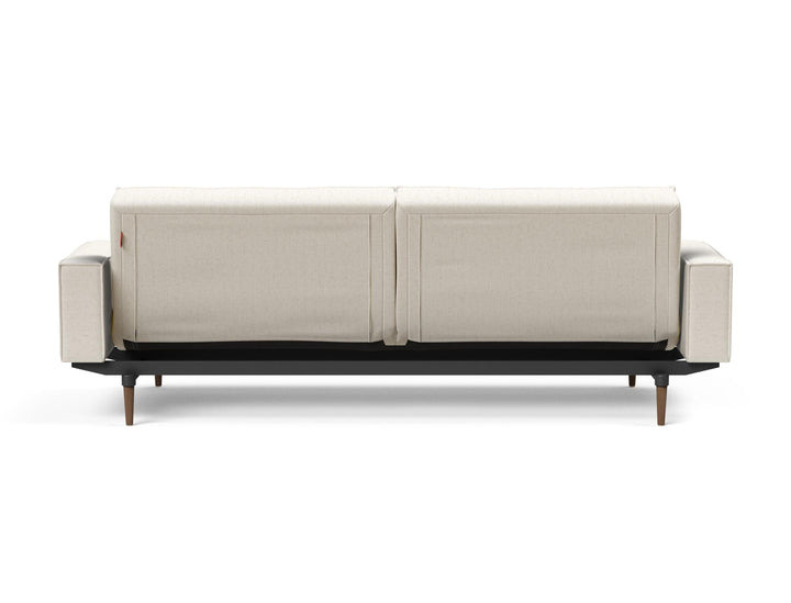 The Decorators: Canapea extensibila cu brate Splitback Styletto Dark Wood Boucle Off White 115x210cm