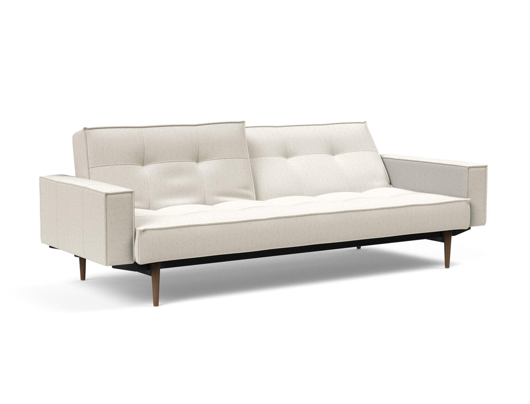 The Decorators: Canapea extensibila cu brate Splitback Styletto Dark Wood Boucle Off White 115x210cm