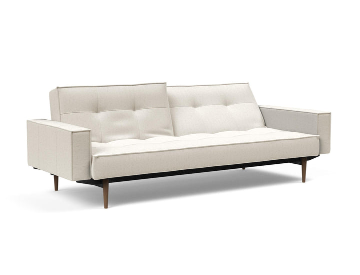 The Decorators: Canapea extensibila cu brate Splitback Styletto Dark Wood Boucle Off White 115x210cm