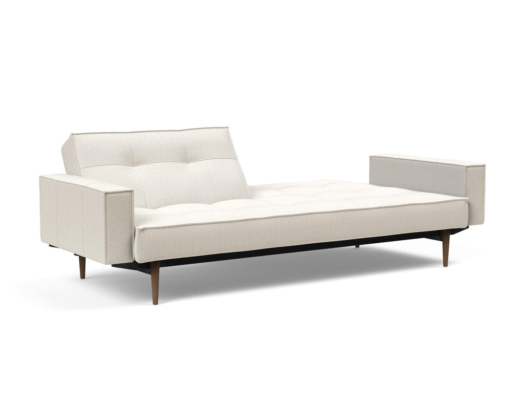 The Decorators: Canapea extensibila cu brate Splitback Styletto Dark Wood Boucle Off White 115x210cm