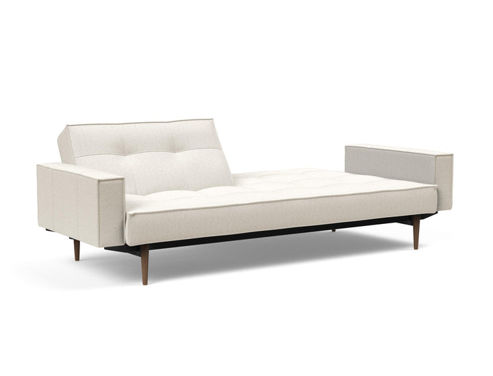 The Decorators: Canapea extensibila cu brate Splitback Styletto Dark Wood Boucle Off White 115x210cm