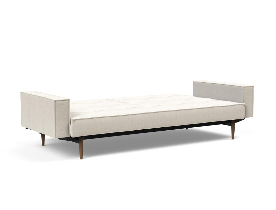 The Decorators: Canapea extensibila cu brate Splitback Styletto Dark Wood Boucle Off White 115x210cm