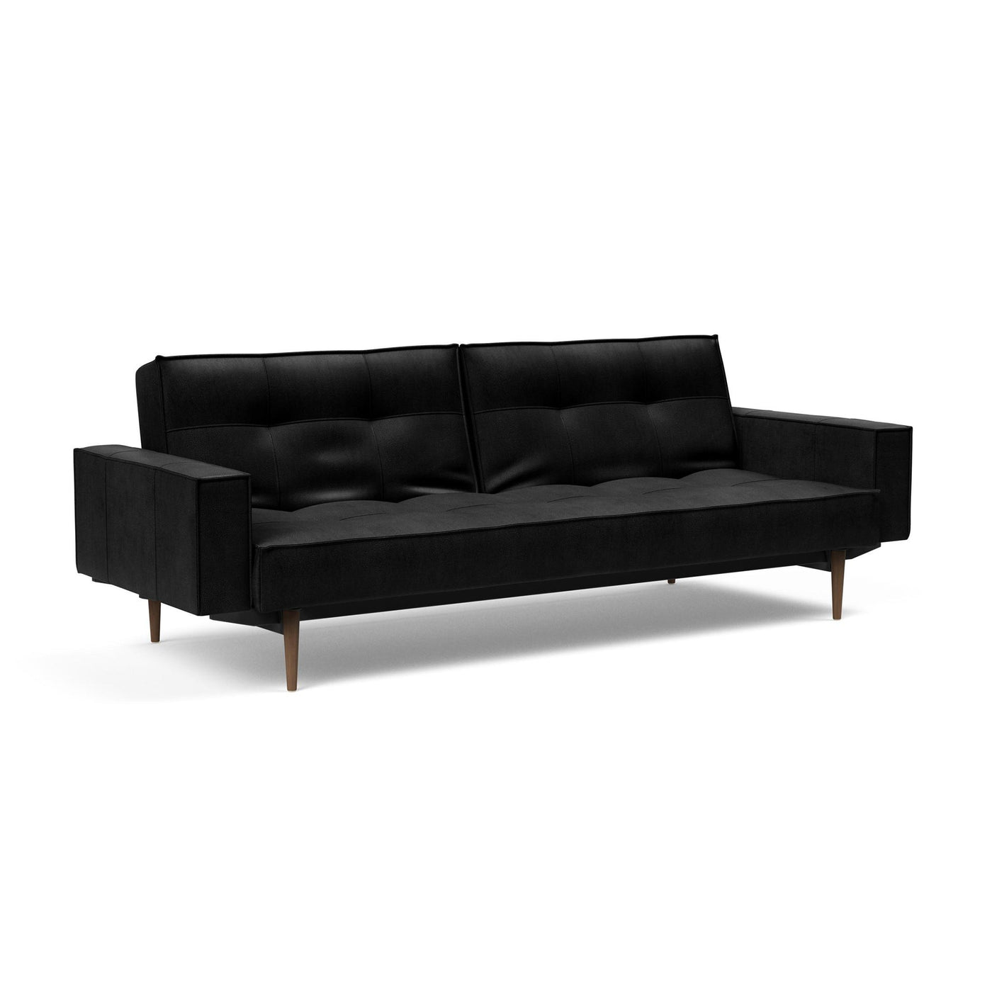 Canapea extensibila cu brate Splitback Styletto Faunal Black / lemn inchis