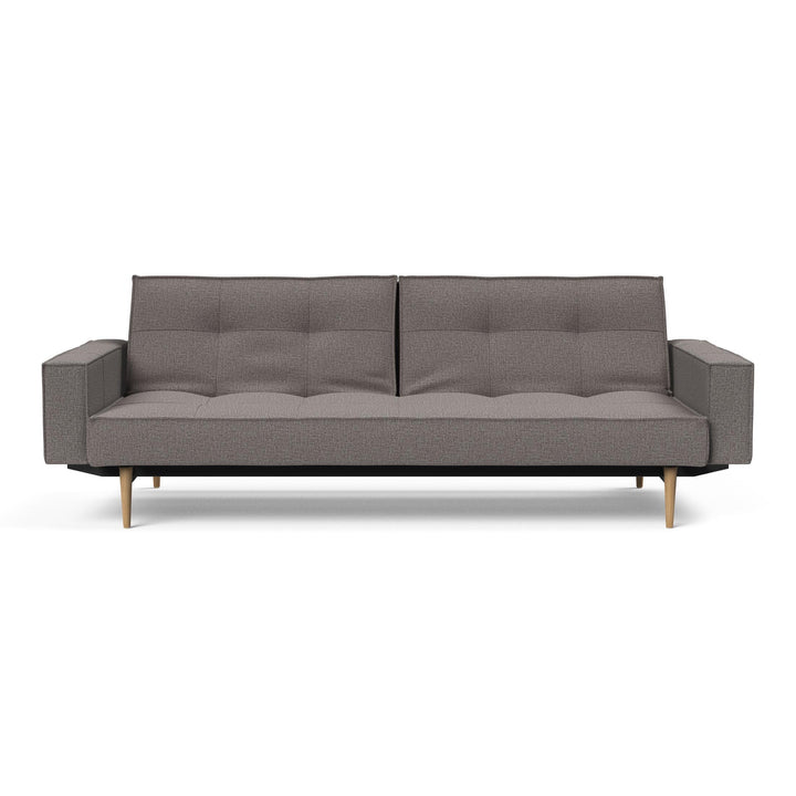 The Decorators: Canapea extensibila cu brate Splitback Styletto Light Wood Mixed Dance Grey 115x210cm