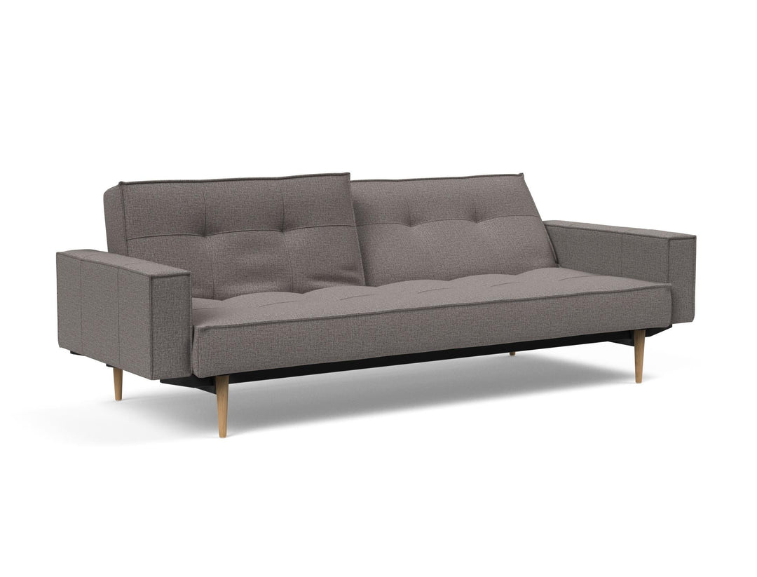 The Decorators: Canapea extensibila cu brate Splitback Styletto Light Wood Mixed Dance Grey 115x210cm