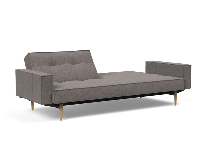 The Decorators: Canapea extensibila cu brate Splitback Styletto Light Wood Mixed Dance Grey 115x210cm