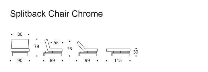 The Decorators: Fotoliu recliner Splitback Chrome Flashtex Dark Grey 115x90cm