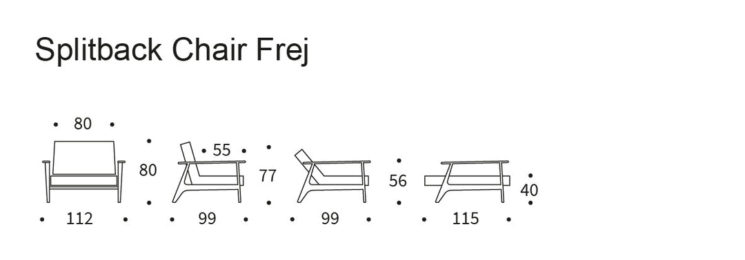 Fotoliu recliner Splitback Frej Oak Flashtex Dark Grey 115x90cm