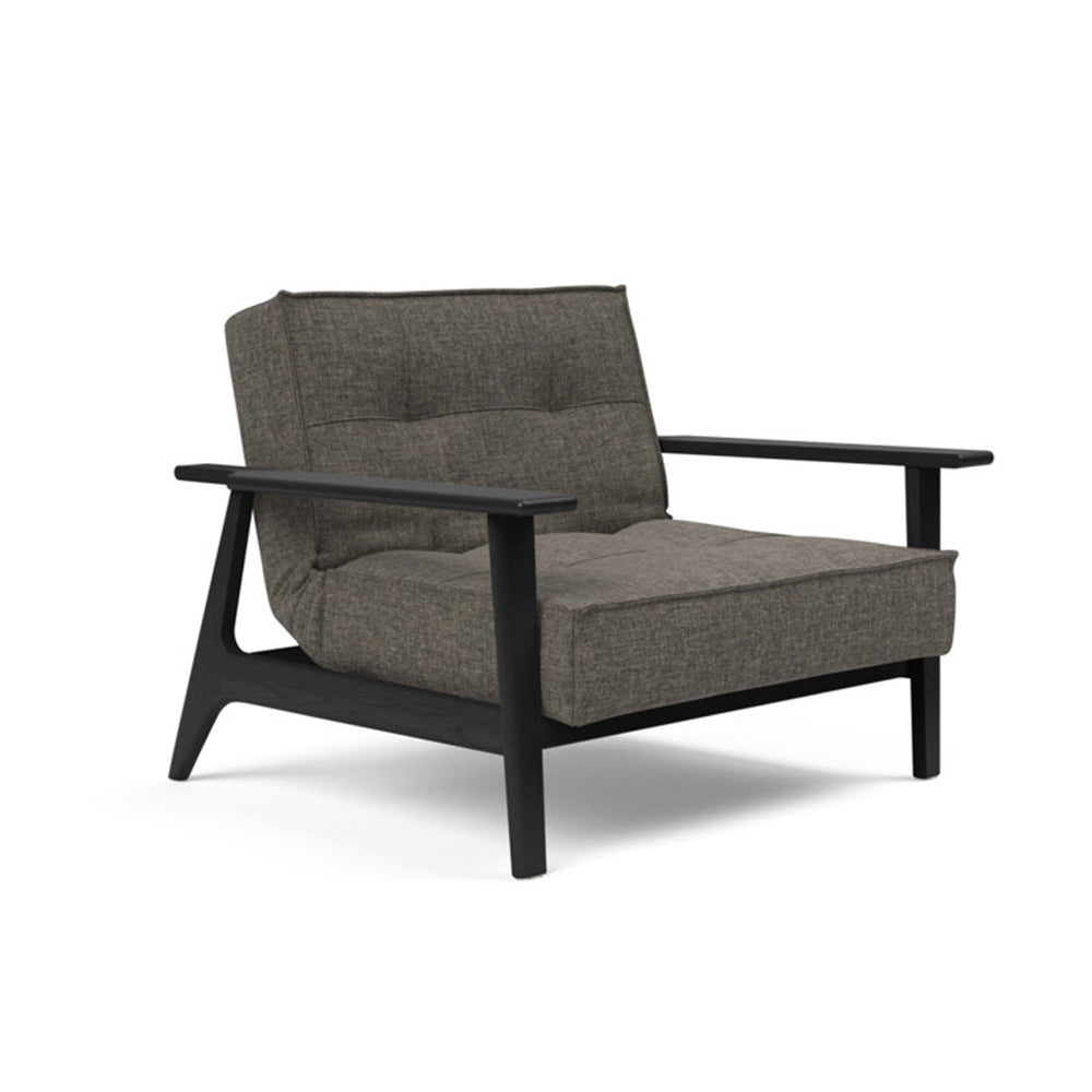 The Decorators: Fotoliu recliner Splitback Frej Mixed Dance Grey / lemn negru 115x90cm