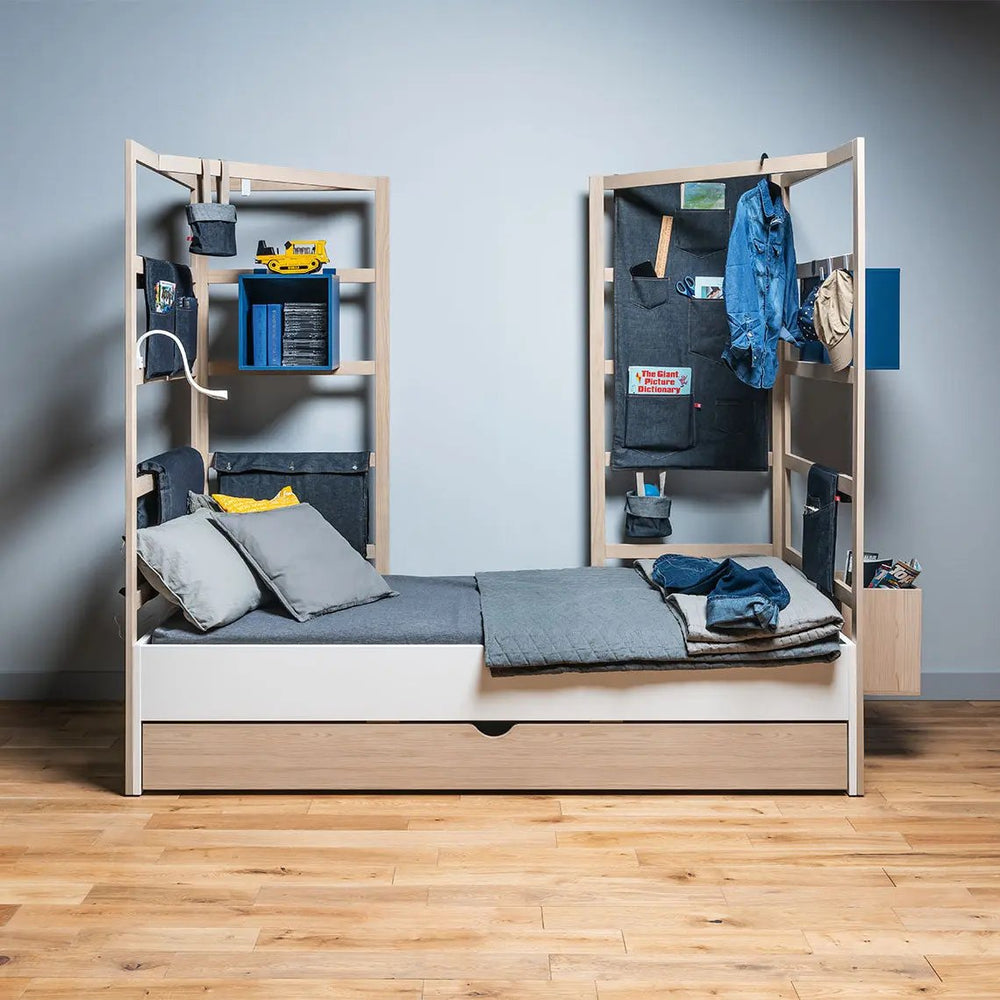 The Decorators: Tetiera pat VOX Stige, jeans, albastra, 55*100 cm