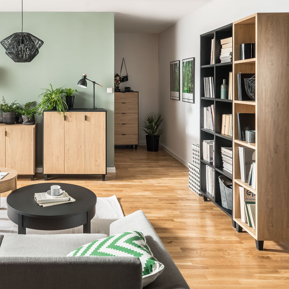 Biblioteca dubla cu 5 rafturi natur VOX Simple 75.5x38x185 cm