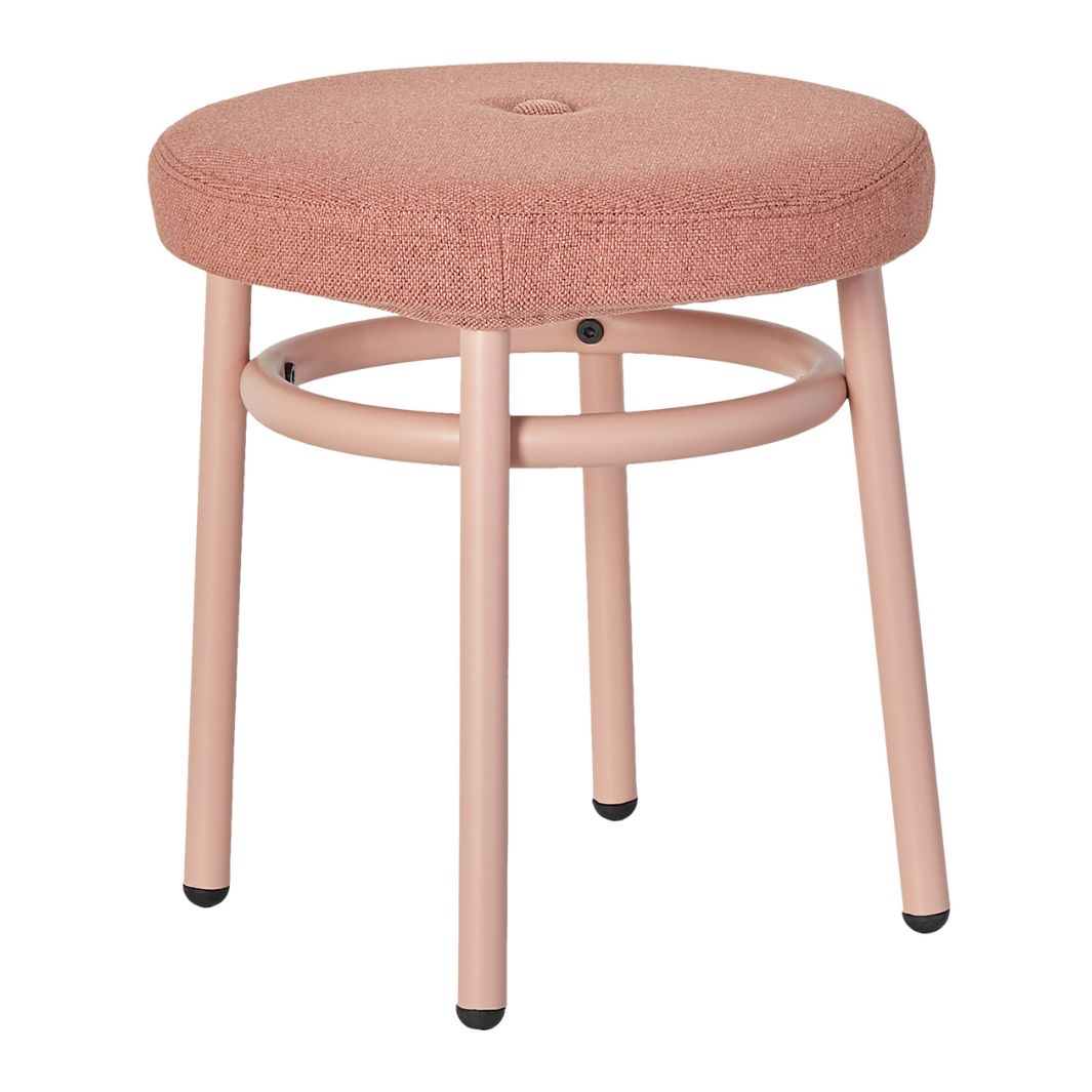 The Decorators: Taburet pentru copii, Chill, metal si textil, roz, 30xØ32 cm