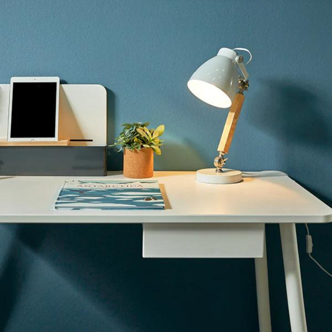 The Decorators: Birou copii cu sertar, lemn de pin si fag +MDF, alb, 120x 67x72 cm