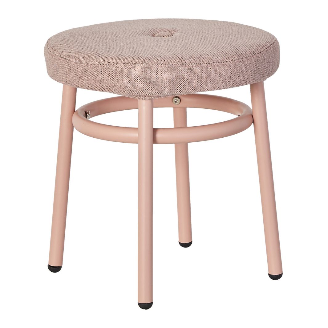 The Decorators: Taburet pentru copii, Chill, metal si textil, roz, 30xØ32 cm