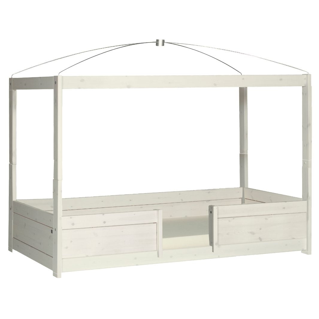 The Decorators: Pat copii 4 in 1 cu suport de baldachin, lemn de pin, 90x200 cm