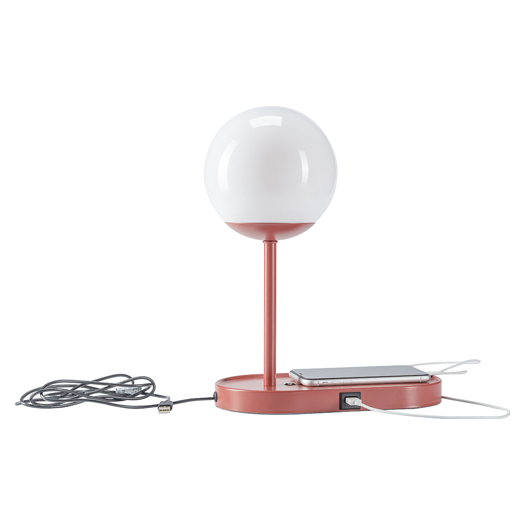 The Decorators: Veioza LED cu USB si suport telefon mobil VOX Bule, rosu