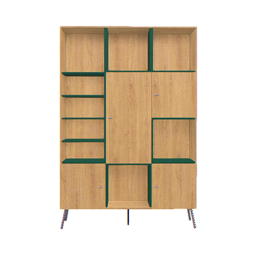 Biblioteca tripla stejar-verde VOX Creative 136x37x202 cm
