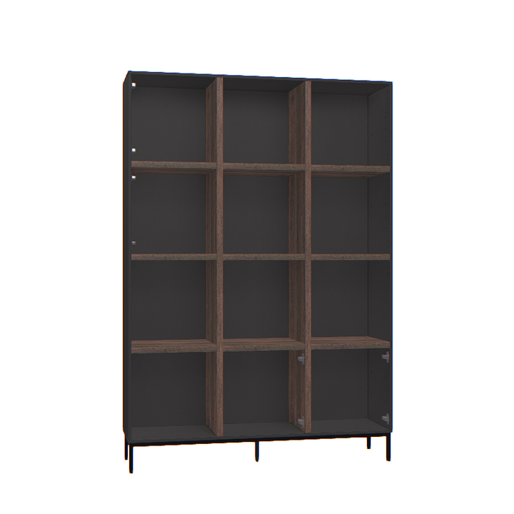 Biblioteca tripla negru-stejar inchis VOX Creative 136x37x197 cm