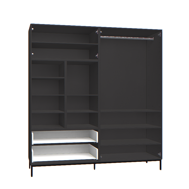 The Decorators: Dulap 4 usi VOX Creative negru-stejar inchis