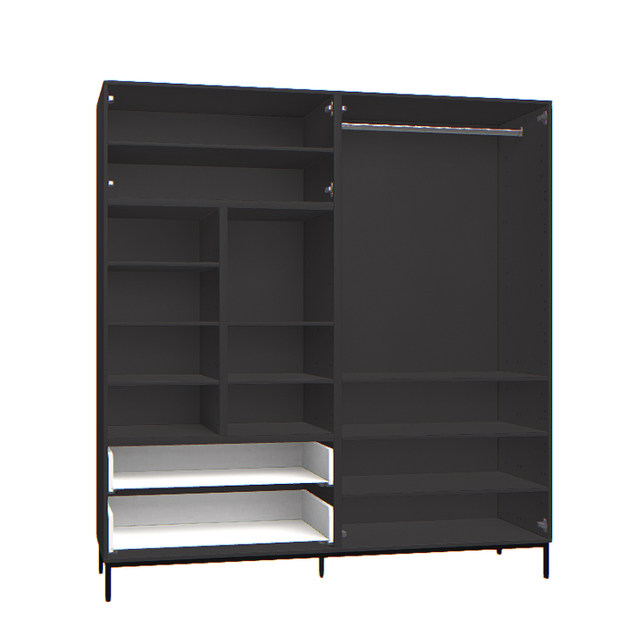 The Decorators: Dulap 4 usi VOX Creative negru-stejar inchis