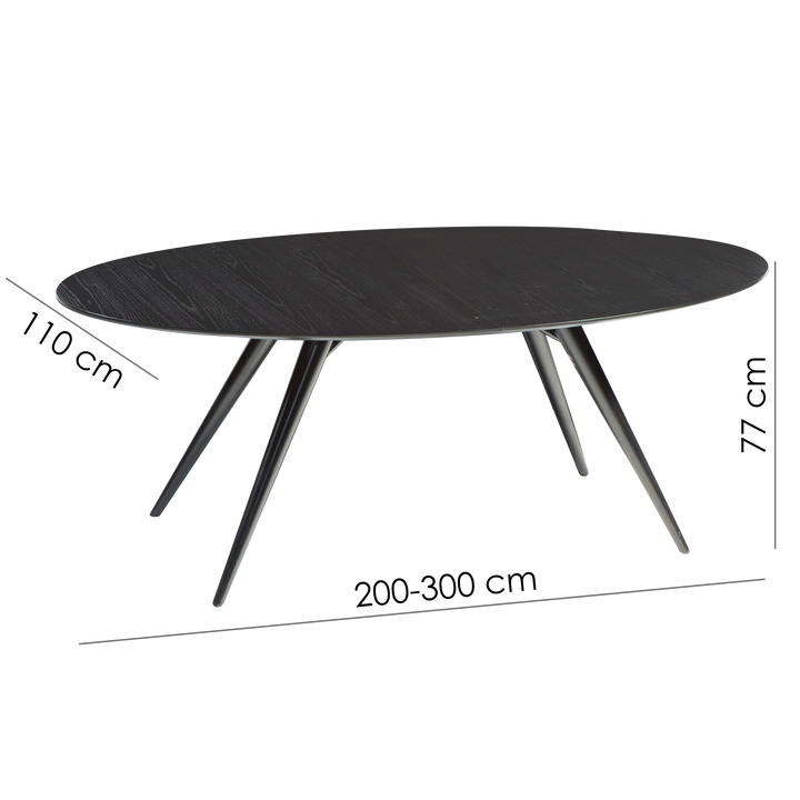 Masa dining extensibila DanForm ECLIPSE, ovala, 200/300x110cm, Grey stained ash table top