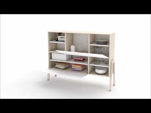 Bufet inalt, alb-stejar -VOX Spot- 160x40x122 cm