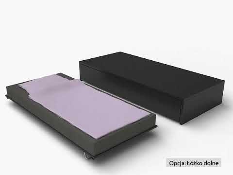 Baza + pat suplimentar pentru pat cadru ridicat VOX Young Users, pal melaminat, alb-negru,  95*213 cm