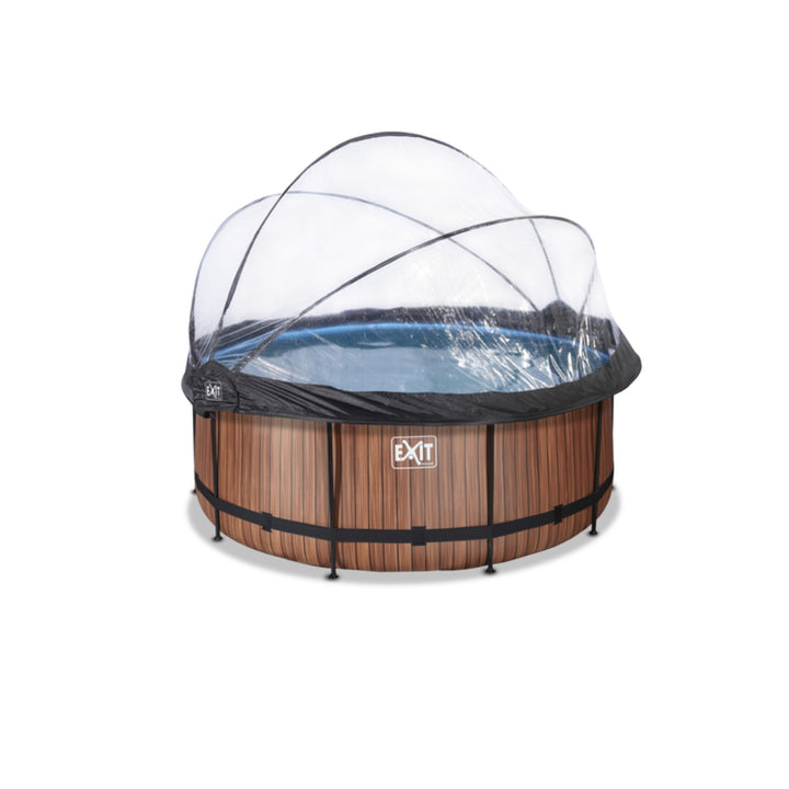 The Decorators: Piscina rotunda cu pompa filtrare nisip EXIT Frame Pool + acoperis 122 cm