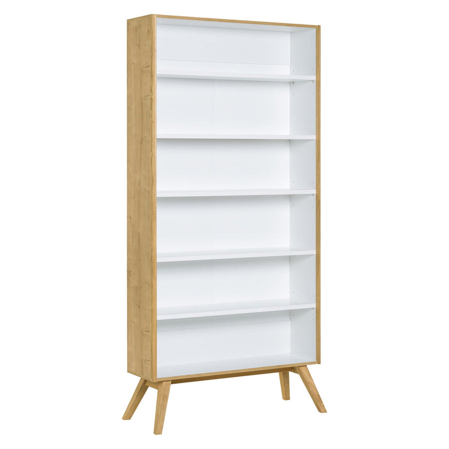 Biblioteca stejar-alb cu rafturi fixe/ajustabile VOX Nature 101x40x207 cm