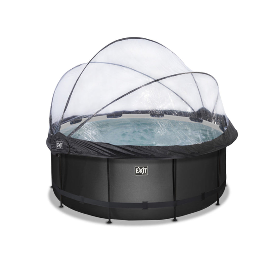 Piscina rotunda cu pompa de filtrare nisip EXIT Frame Pool +acoperis + pompa de caldura