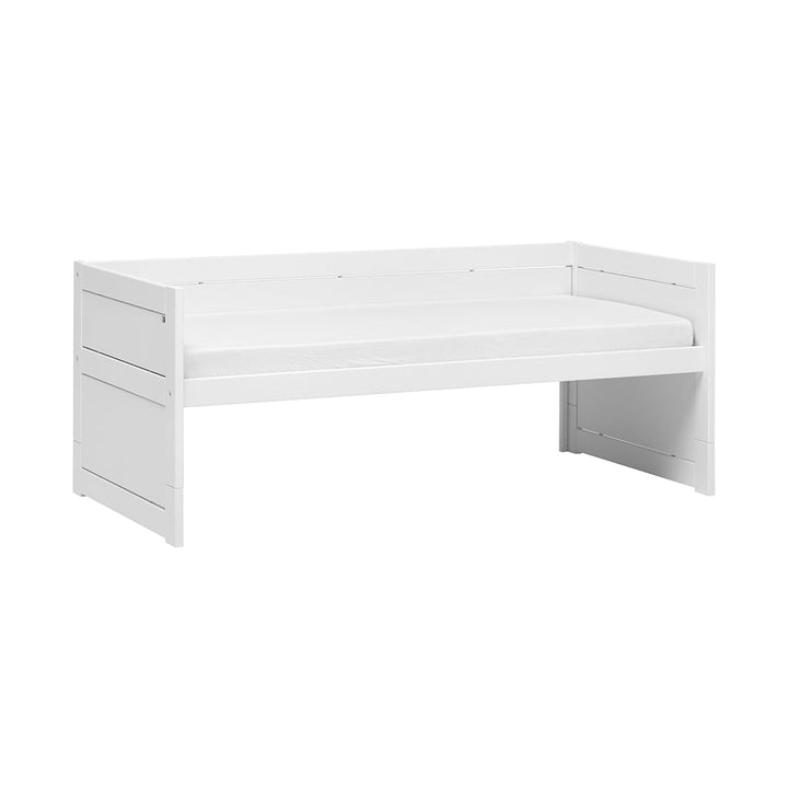 Pat divan, lemn de pin,  alb, 90x200 cm