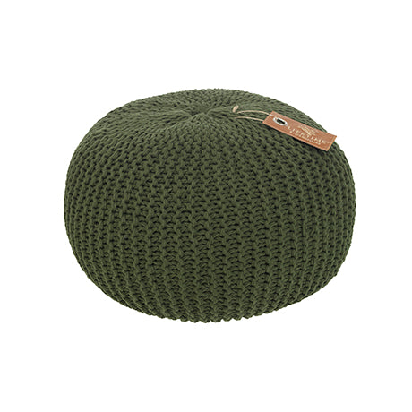 The Decorators: Puf rotund crosetat Adventure verde inchis din bumbac